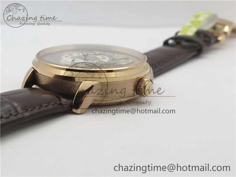 PanoInverse 42mm RG TZF Best Edition Silver Black Dial on Brown Leather Strap A23J
