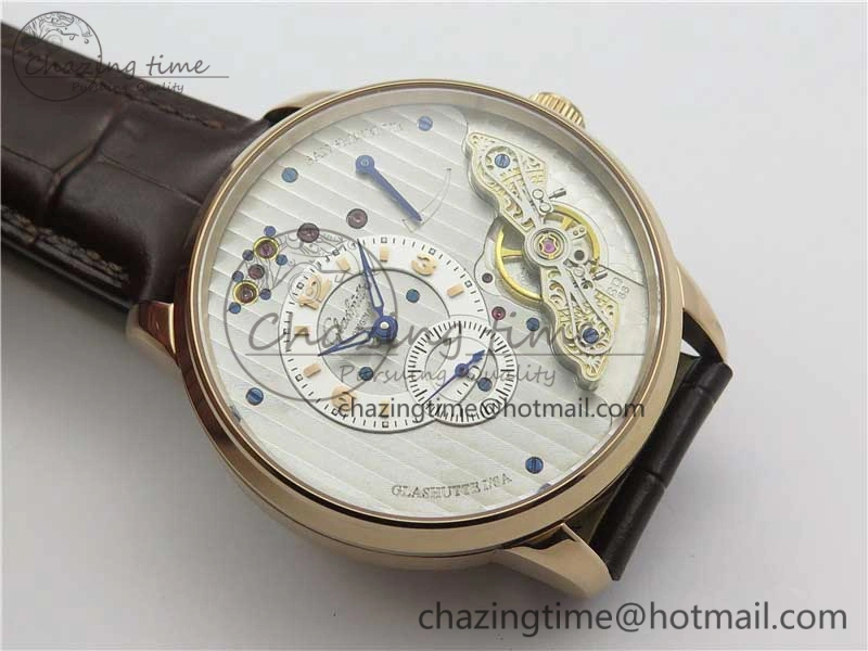 PanoInverse 42mm RG TZF Best Edition Silver White Dial on Brown Leather Strap A23J