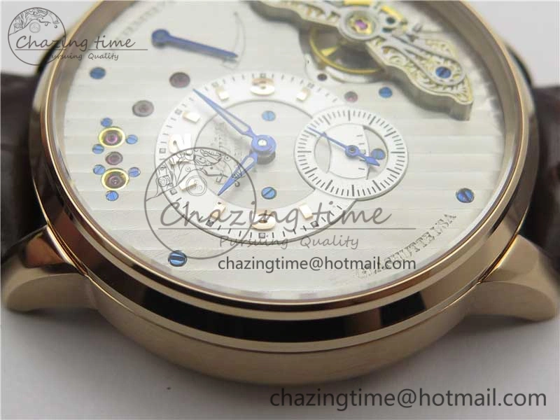 PanoInverse 42mm RG TZF Best Edition Silver White Dial on Brown Leather Strap A23J