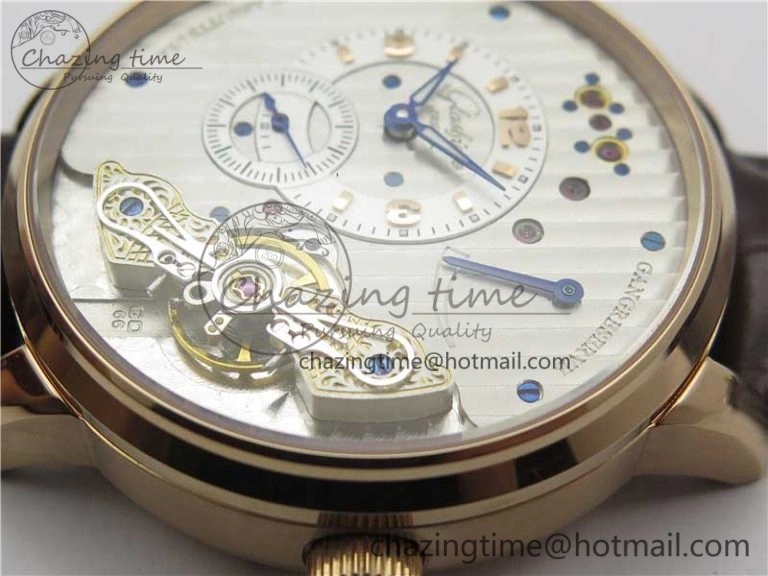 PanoInverse 42mm RG TZF Best Edition Silver White Dial on Brown Leather Strap A23J