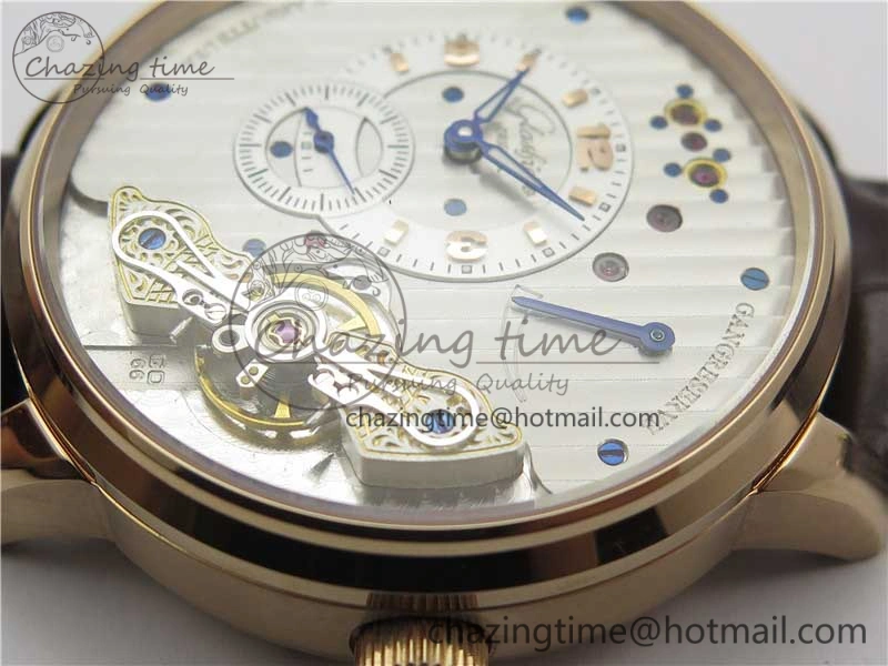 PanoInverse 42mm RG TZF Best Edition Silver White Dial on Brown Leather Strap A23J