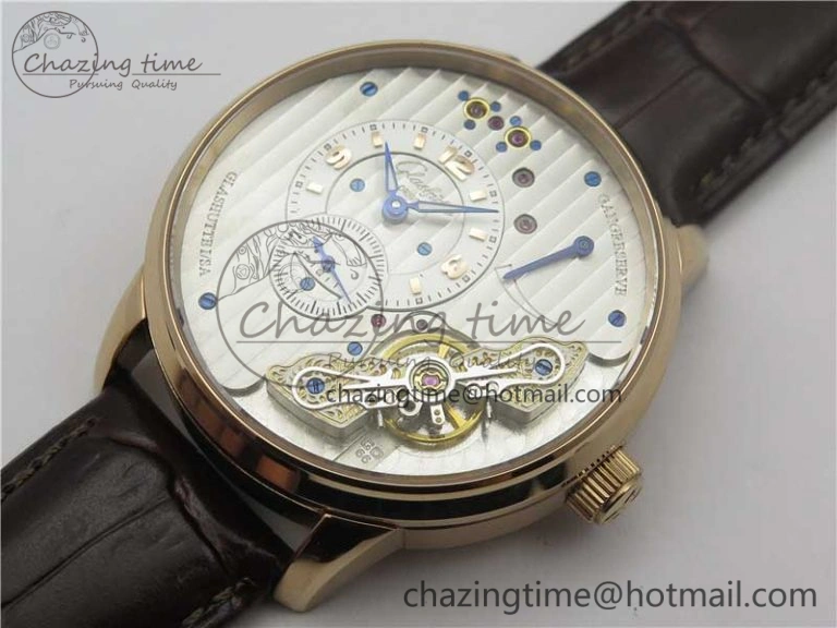PanoInverse 42mm RG TZF Best Edition Silver White Dial on Brown Leather Strap A23J