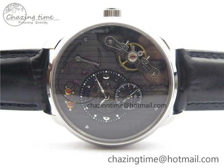 PanoInverse 42mm SS TZF Best Edition Black Dial on Black Leather Strap A23J