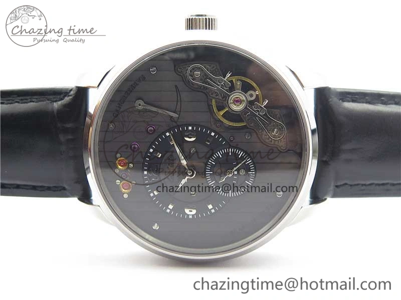 PanoInverse 42mm SS TZF Best Edition Black Dial on Black Leather Strap A23J