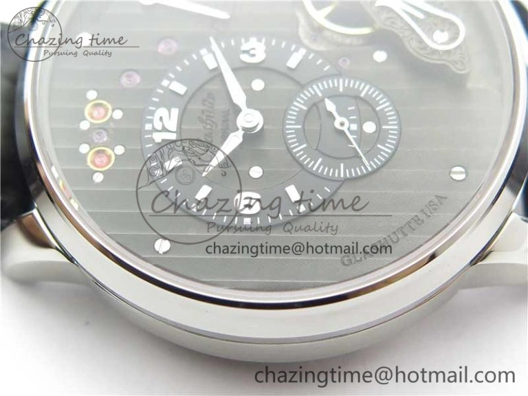 PanoInverse 42mm SS TZF Best Edition Black Dial on Black Leather Strap A23J