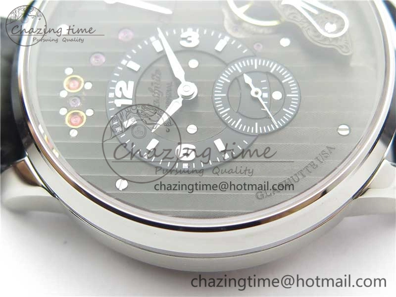 PanoInverse 42mm SS TZF Best Edition Black Dial on Black Leather Strap A23J