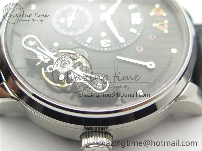 PanoInverse 42mm SS TZF Best Edition Black Dial on Black Leather Strap A23J