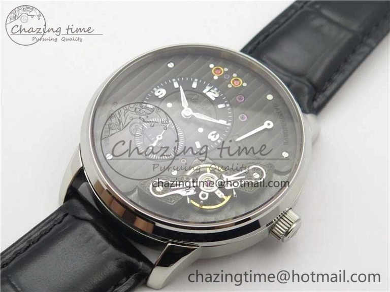 PanoInverse 42mm SS TZF Best Edition Black Dial on Black Leather Strap A23J