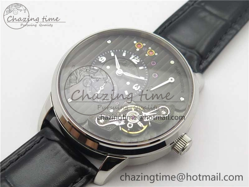 PanoInverse 42mm SS TZF Best Edition Black Dial on Black Leather Strap A23J