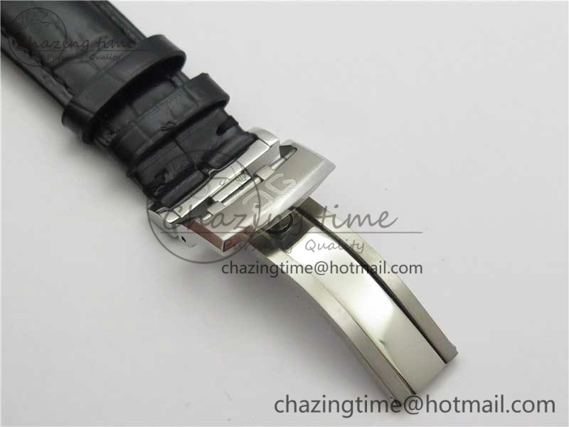 PanoInverse 42mm SS TZF Best Edition Silver Black Dial on Black Leather Strap A23J