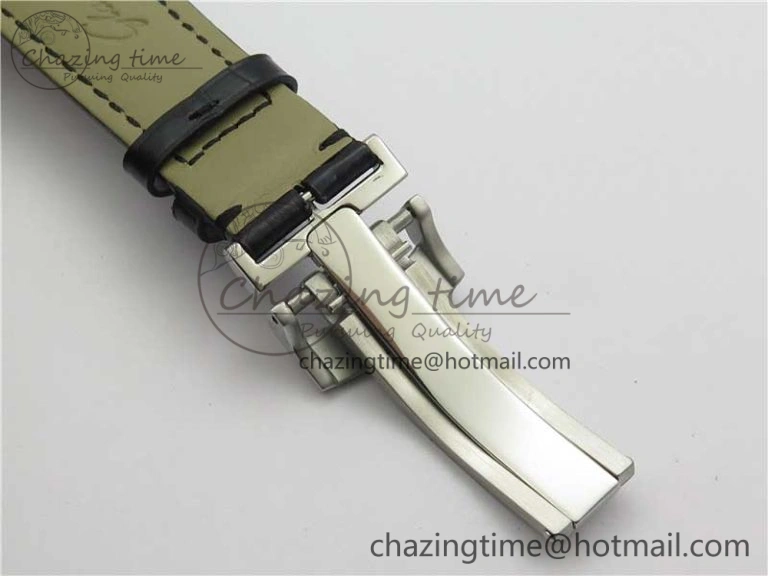 PanoInverse 42mm SS TZF Best Edition Silver Black Dial on Black Leather Strap A23J