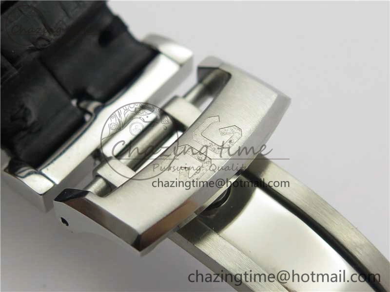 PanoInverse 42mm SS TZF Best Edition Silver Black Dial on Black Leather Strap A23J