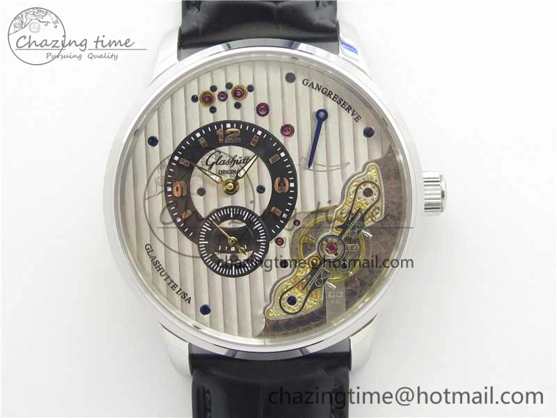 PanoInverse 42mm SS TZF Best Edition Silver Black Dial on Black Leather Strap A23J