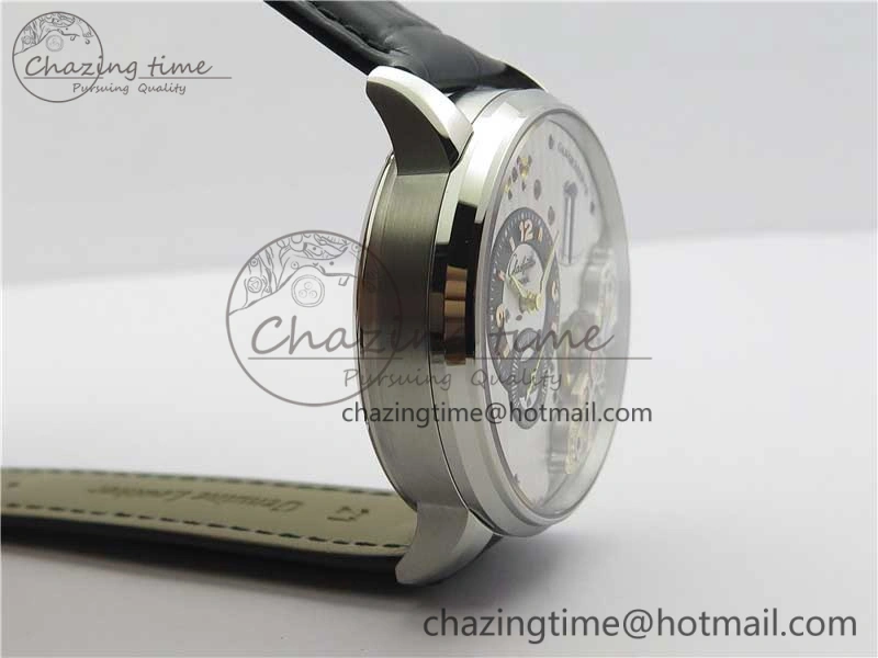 PanoInverse 42mm SS TZF Best Edition Silver Black Dial on Black Leather Strap A23J