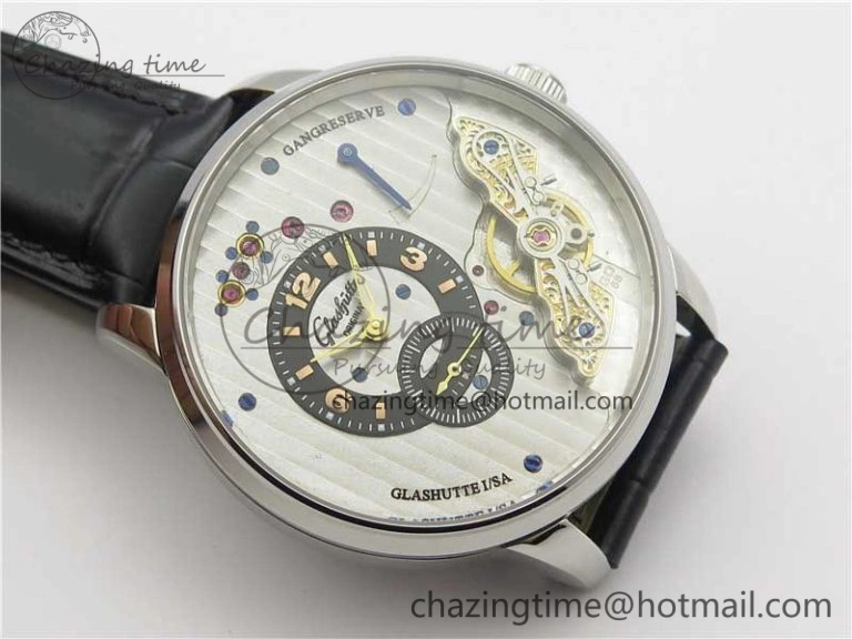 PanoInverse 42mm SS TZF Best Edition Silver Black Dial on Black Leather Strap A23J
