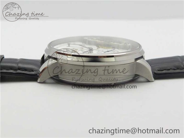 PanoInverse 42mm SS TZF Best Edition Silver Black Dial on Black Leather Strap A23J