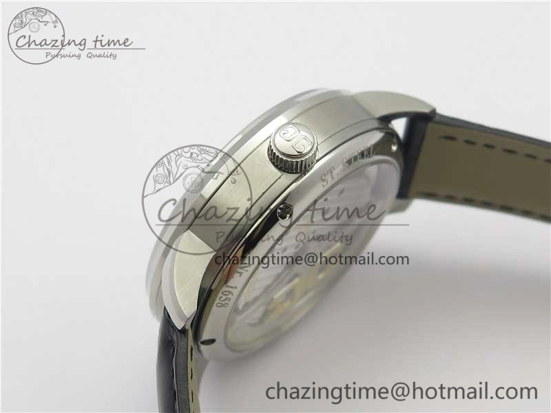 PanoInverse 42mm SS TZF Best Edition Silver Black Dial on Black Leather Strap A23J