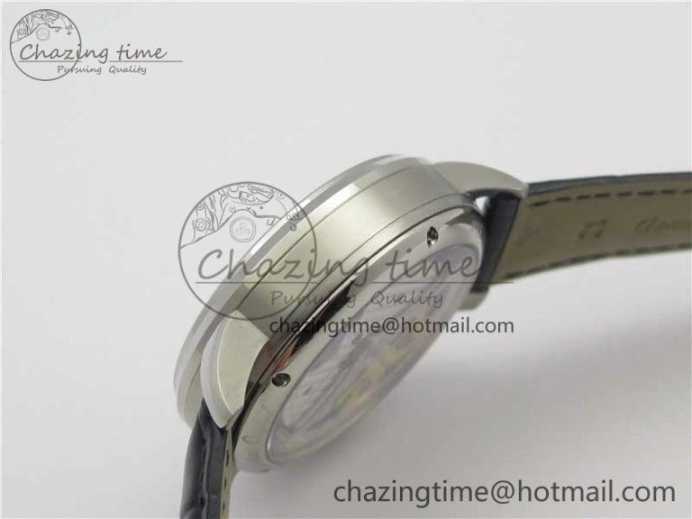 PanoInverse 42mm SS TZF Best Edition Silver Black Dial on Black Leather Strap A23J