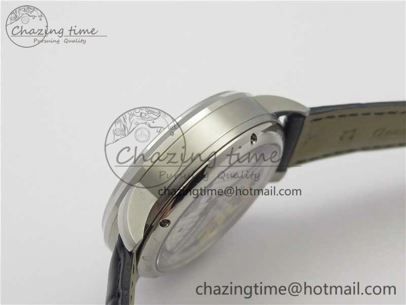 PanoInverse 42mm SS TZF Best Edition Silver Black Dial on Black Leather Strap A23J