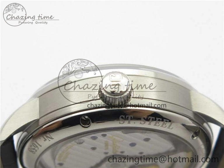 PanoInverse 42mm SS TZF Best Edition Silver Black Dial on Black Leather Strap A23J