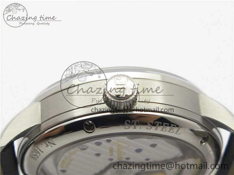PanoInverse 42mm SS TZF Best Edition Silver Black Dial on Black Leather Strap A23J