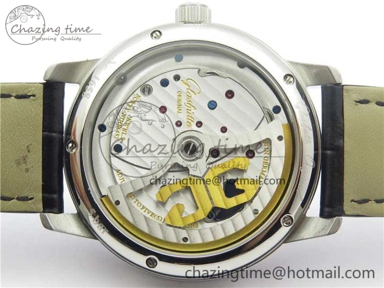 PanoInverse 42mm SS TZF Best Edition Silver Black Dial on Black Leather Strap A23J