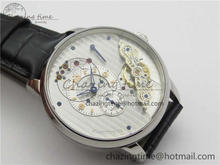 PanoInverse 42mm SS TZF Best Edition Silver White Dial on Black Leather Strap A23J
