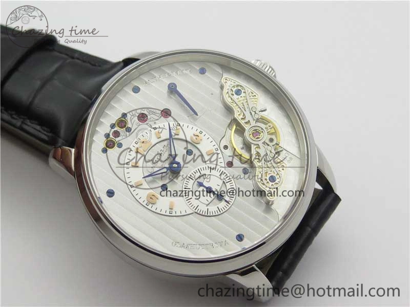 PanoInverse 42mm SS TZF Best Edition Silver White Dial on Black Leather Strap A23J