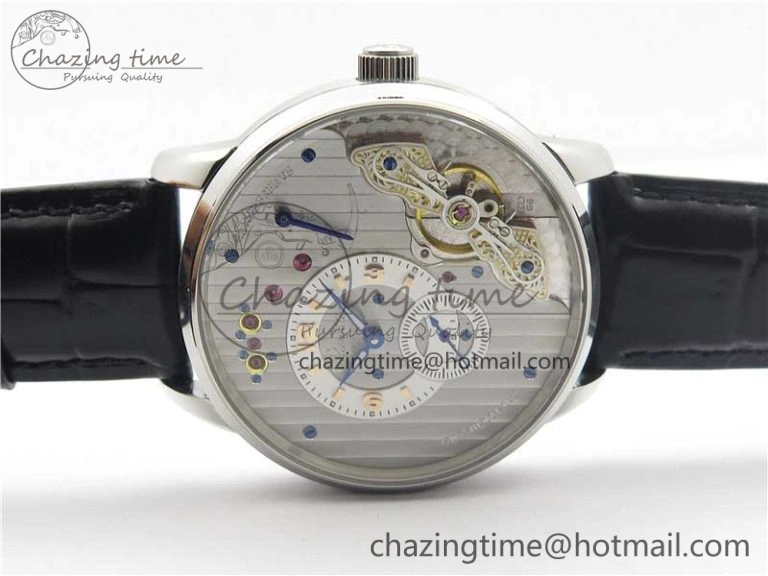 PanoInverse 42mm SS TZF Best Edition Silver White Dial on Black Leather Strap A23J