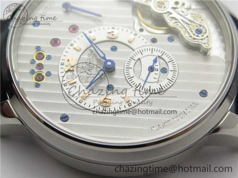 PanoInverse 42mm SS TZF Best Edition Silver White Dial on Black Leather Strap A23J