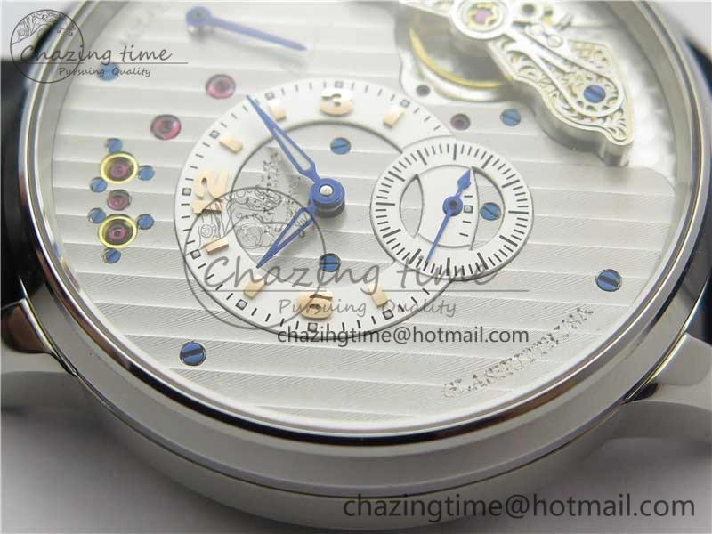 PanoInverse 42mm SS TZF Best Edition Silver White Dial on Black Leather Strap A23J