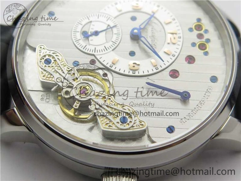 PanoInverse 42mm SS TZF Best Edition Silver White Dial on Black Leather Strap A23J