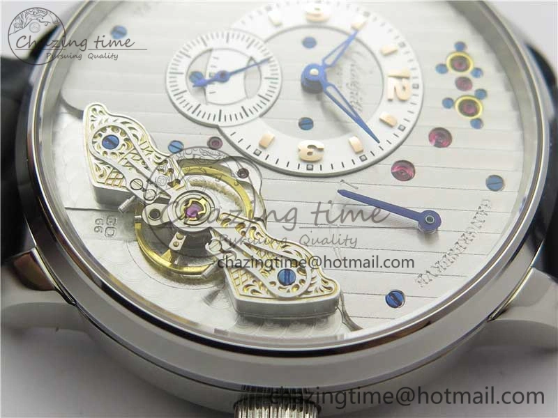 PanoInverse 42mm SS TZF Best Edition Silver White Dial on Black Leather Strap A23J
