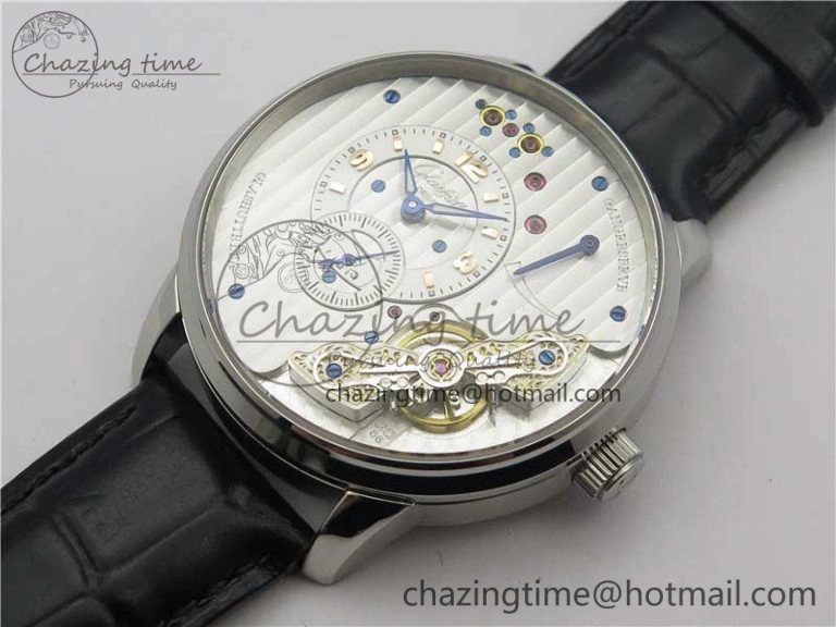 PanoInverse 42mm SS TZF Best Edition Silver White Dial on Black Leather Strap A23J