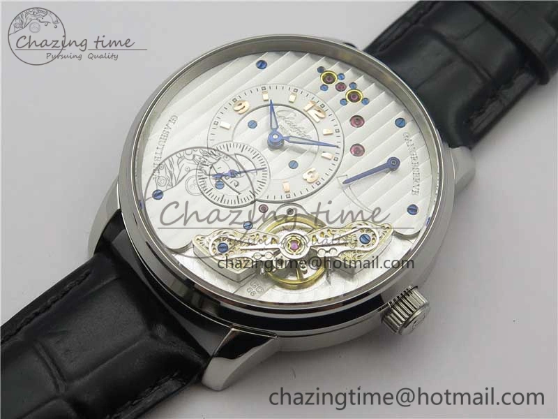PanoInverse 42mm SS TZF Best Edition Silver White Dial on Black Leather Strap A23J
