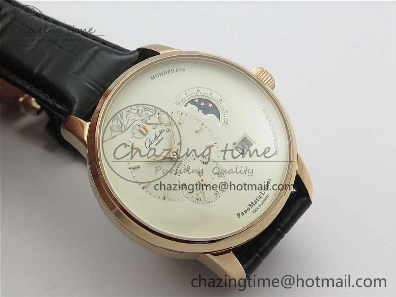 PanoMaticLunar RG TZF White Dial on Black Leather Strap A23J