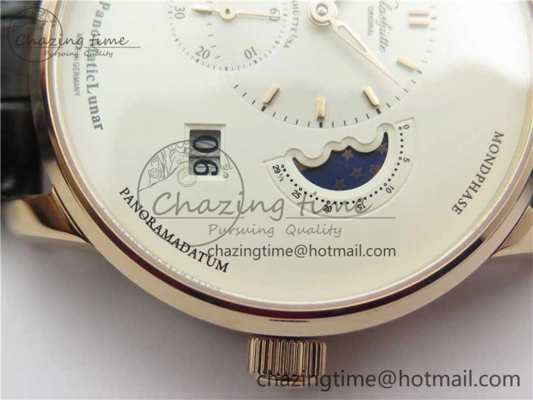 PanoMaticLunar RG TZF White Dial on Black Leather Strap A23J