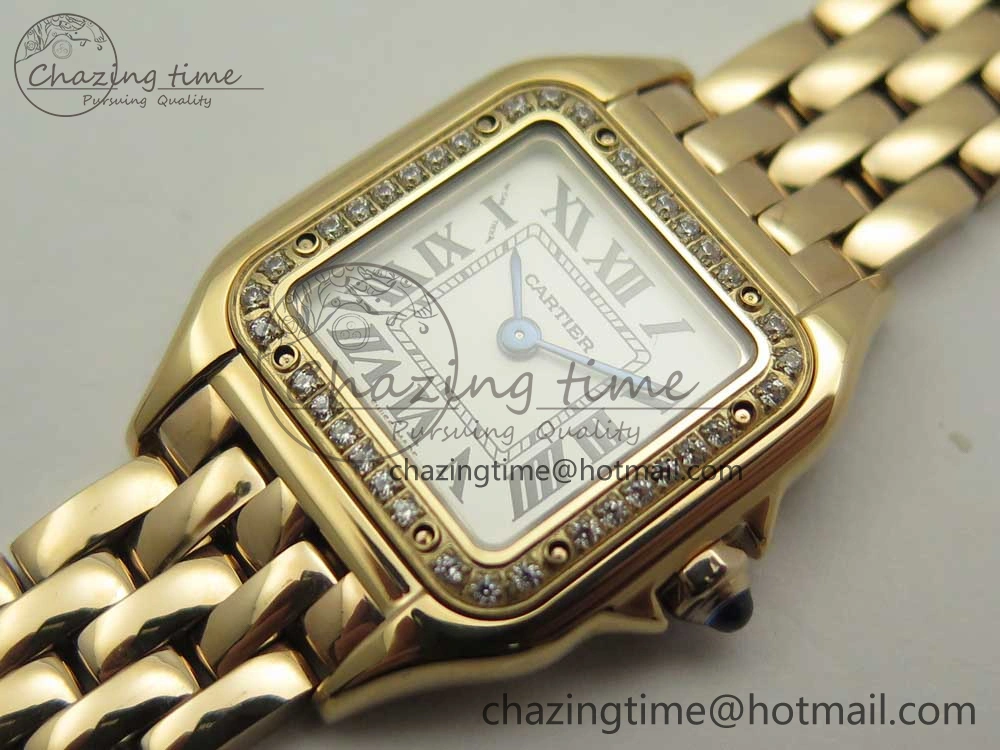 Panthère Secrete Ladies 22mm RG 8848F 1:1 Best Edition White Dial Diamonds Bezel on RG Bracelet Ronda Quartz