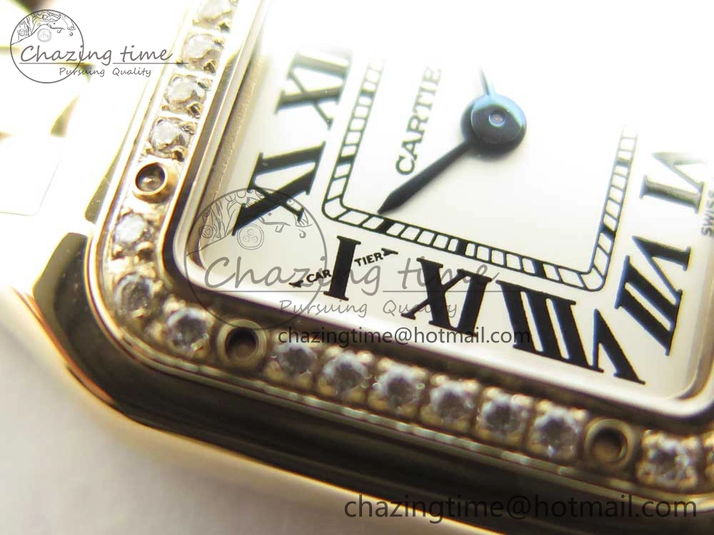 Panthère Secrete Ladies 22mm RG 8848F 1:1 Best Edition White Dial Diamonds Bezel on RG Bracelet Ronda Quartz