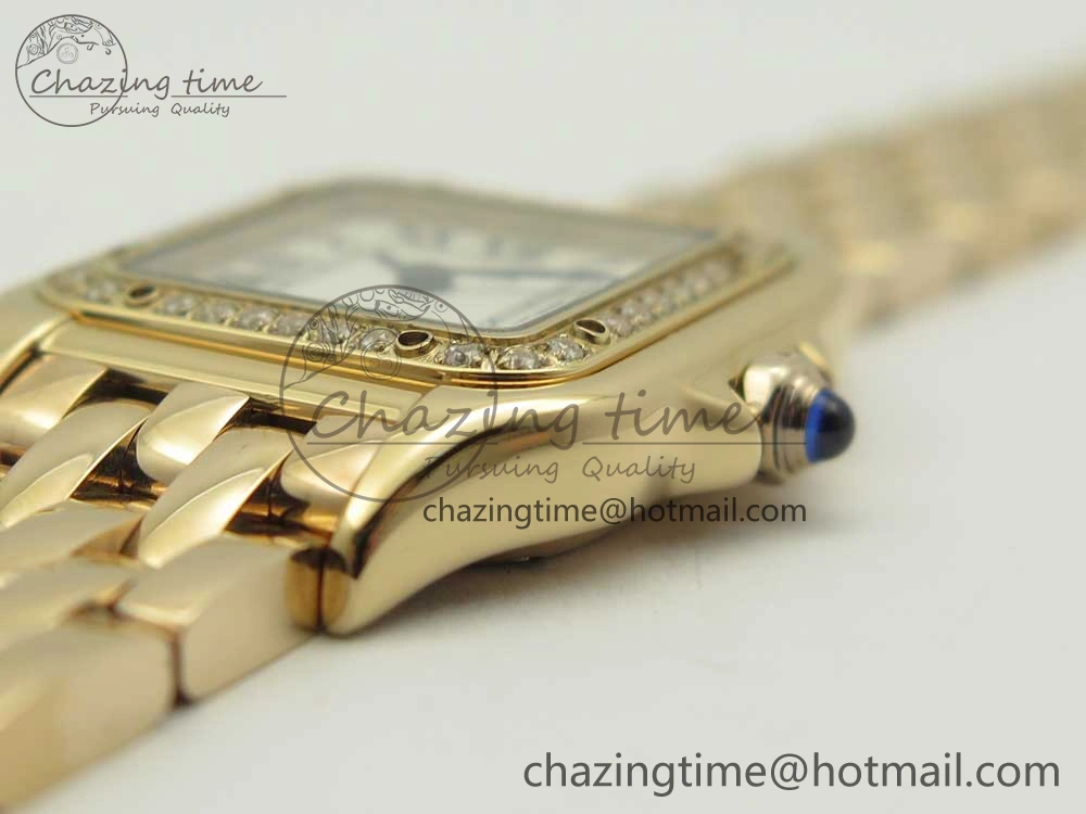 Panthère Secrete Ladies 22mm RG 8848F 1:1 Best Edition White Dial Diamonds Bezel on RG Bracelet Ronda Quartz