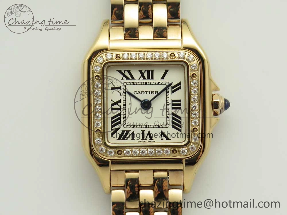 Panthère Secrete Ladies 22mm RG 8848F 1:1 Best Edition White Dial Diamonds Bezel on RG Bracelet Ronda Quartz