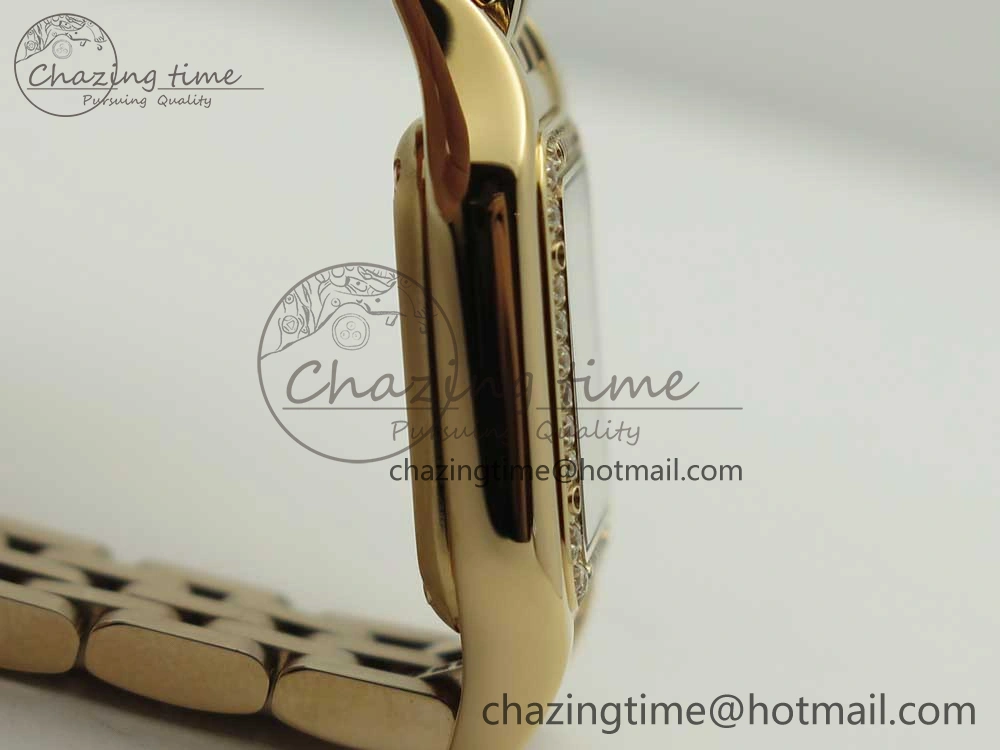 Panthère Secrete Ladies 22mm RG 8848F 1:1 Best Edition White Dial Diamonds Bezel on RG Bracelet Ronda Quartz