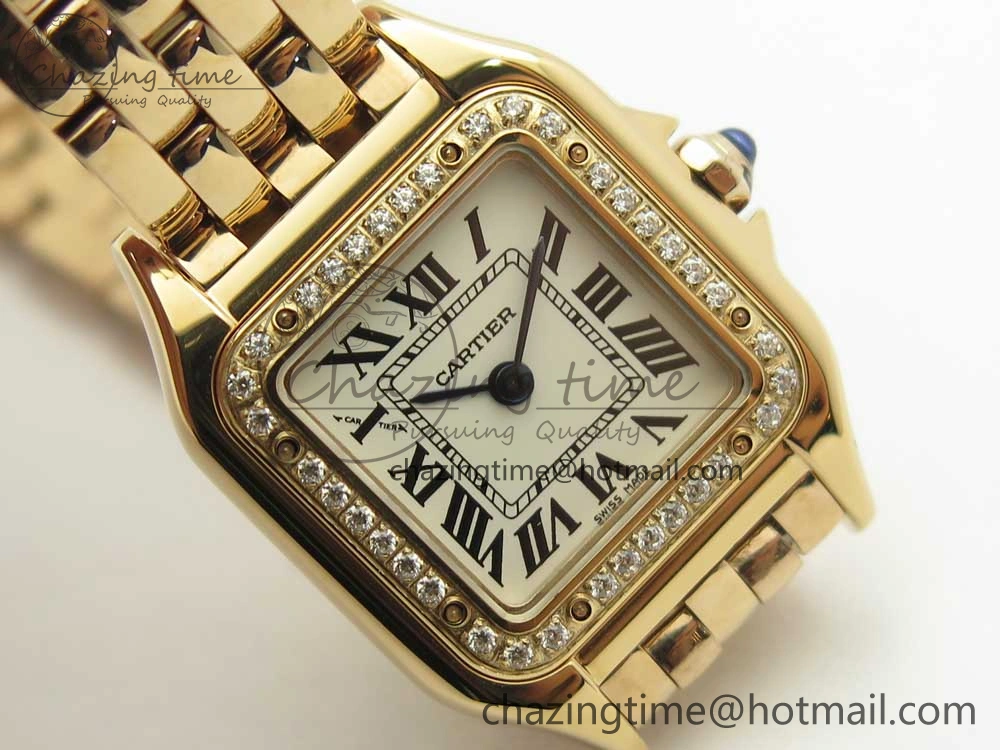 Panthère Secrete Ladies 22mm RG 8848F 1:1 Best Edition White Dial Diamonds Bezel on RG Bracelet Ronda Quartz