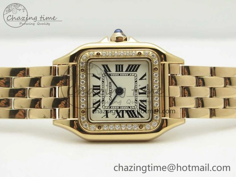 Panthère Secrete Ladies 22mm RG 8848F 1:1 Best Edition White Dial Diamonds Bezel on RG Bracelet Ronda Quartz