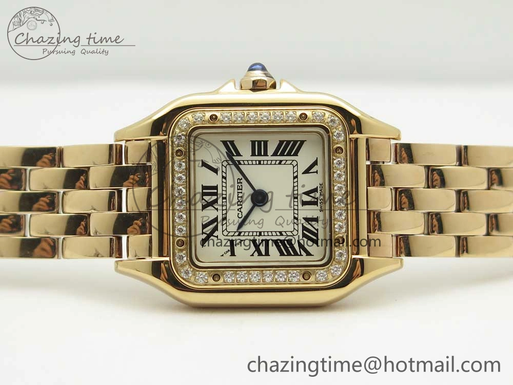 Panthère Secrete Ladies 22mm RG 8848F 1:1 Best Edition White Dial Diamonds Bezel on RG Bracelet Ronda Quartz