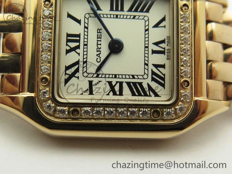 Panthère Secrete Ladies 22mm RG 8848F 1:1 Best Edition White Dial Diamonds Bezel on RG Bracelet Ronda Quartz