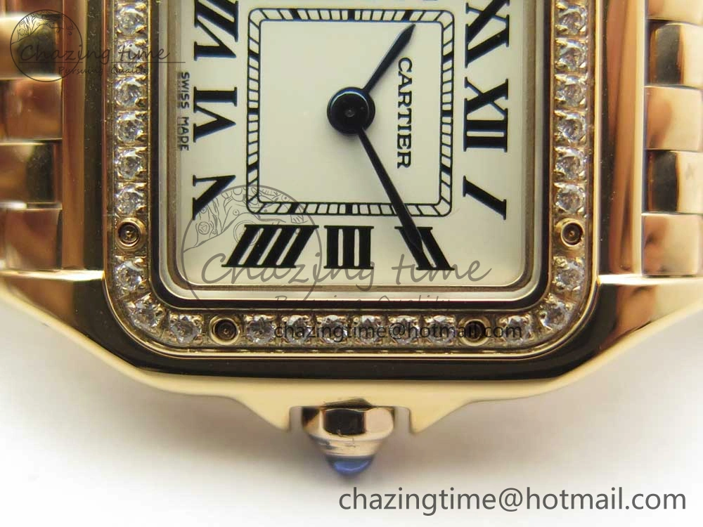 Panthère Secrete Ladies 22mm RG 8848F 1:1 Best Edition White Dial Diamonds Bezel on RG Bracelet Ronda Quartz