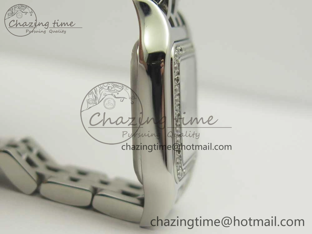 Panthère Secrete Ladies 22mm SS Diamonds Bezel 8848F 1:1 Best Edition White Dial on SS Bracelet Ronda Quartz