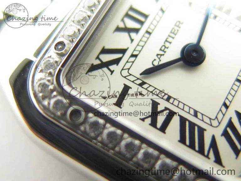 Panthère Secrete Ladies 22mm SS Diamonds Bezel 8848F 1:1 Best Edition White Dial on SS Bracelet Ronda Quartz