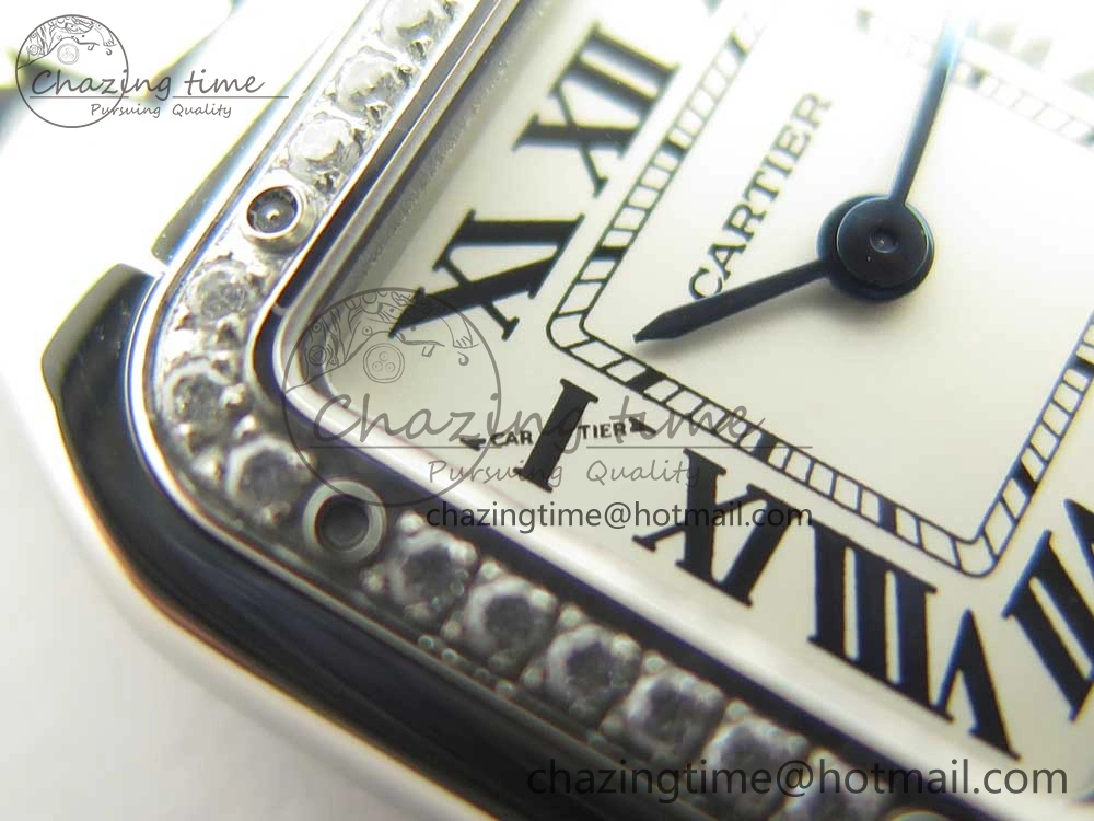 Panthère Secrete Ladies 22mm SS Diamonds Bezel 8848F 1:1 Best Edition White Dial on SS Bracelet Ronda Quartz